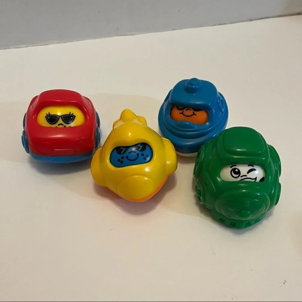 Vintage 1997 Fisher Price Roll a Round Action Vehicles Lot Of 4